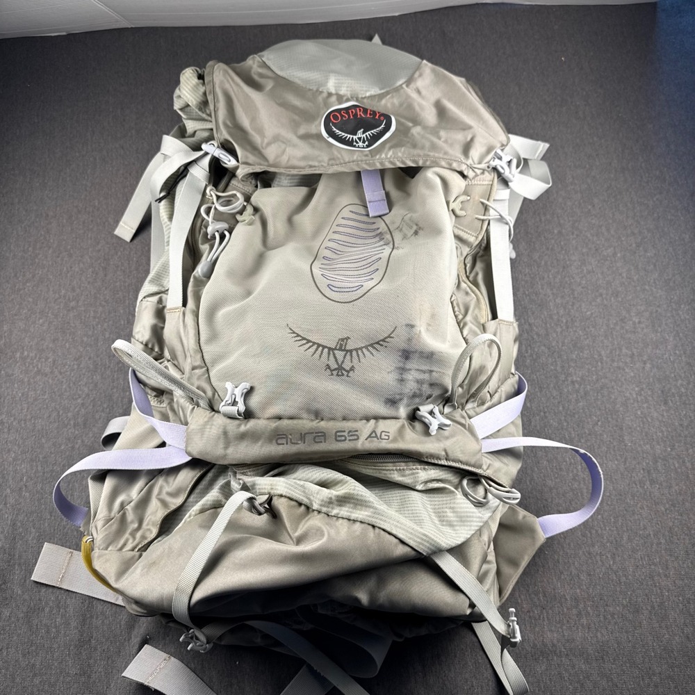 Osprey Aura 65 AG Womens Backpacking Pack Sage Green Grey Anti-Gravity Medium